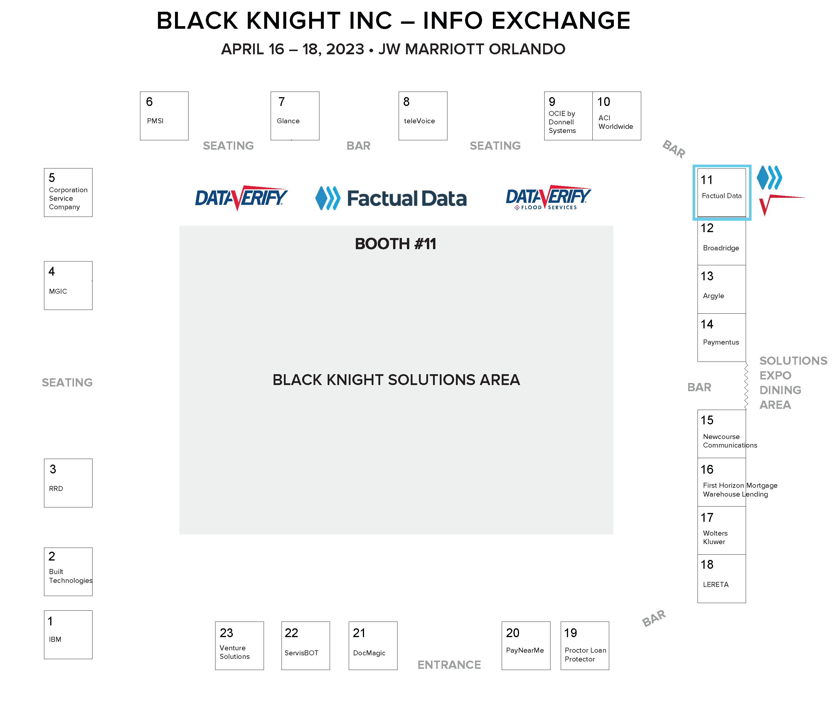 Black Knight Information Exchange 2022 Exhibitor Floorplan